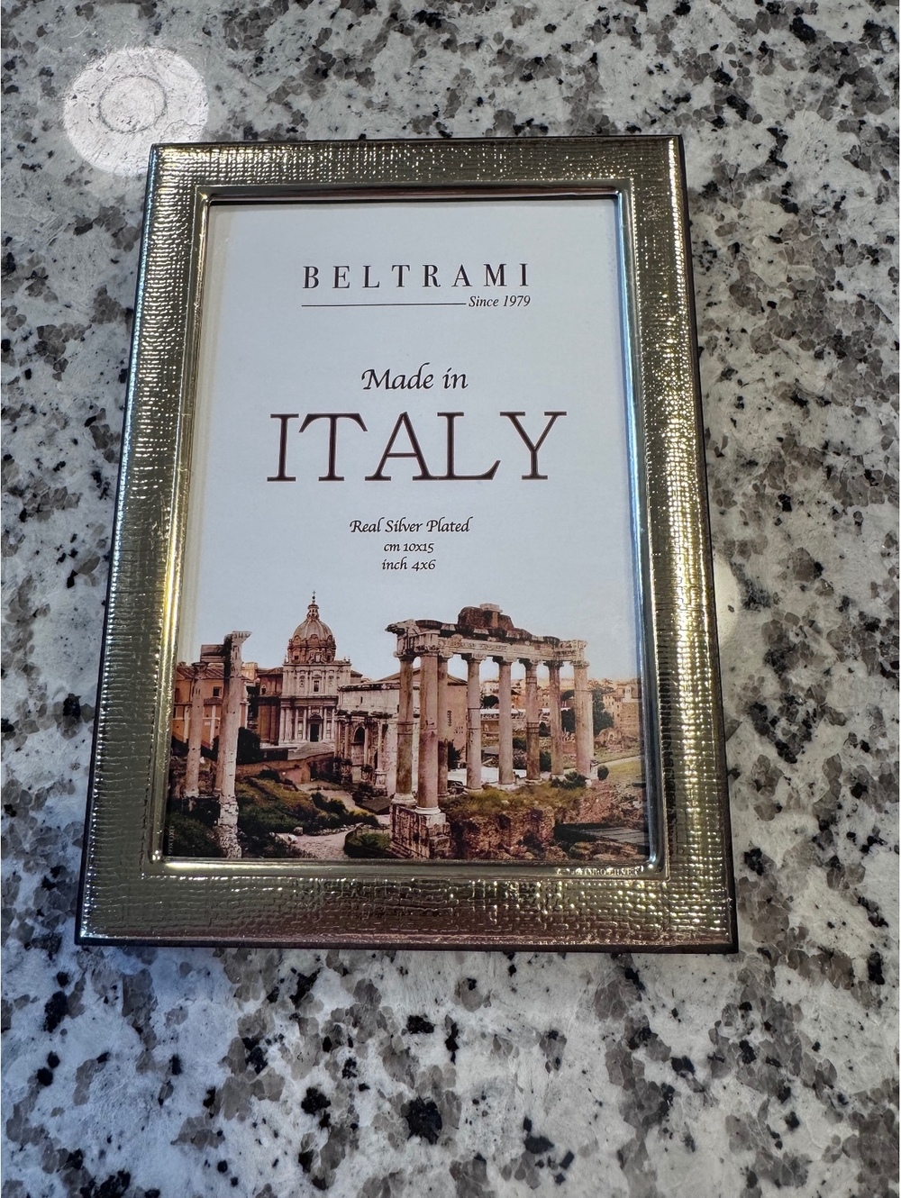 Beltrami Italy Real Silver Plated 4x6 Picture Frame Hammered Made in Italy